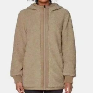 1 Madison Expedition Faux Fur Tan Hooded Full Zip Fuzzy Teddy Jacket Size M